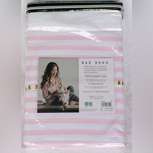 Rae Dunn LOVE Striped Sheet Set - Twin - Picture 2 of 5